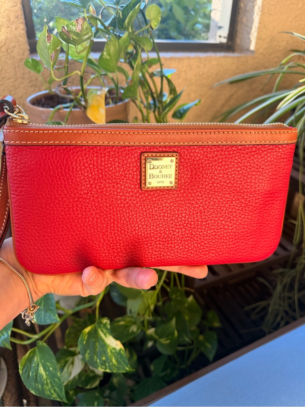 Dooney & Bourke Red Pebble Grain Leather Large Clutch 9.5” NWOT - Picture 1 of 13